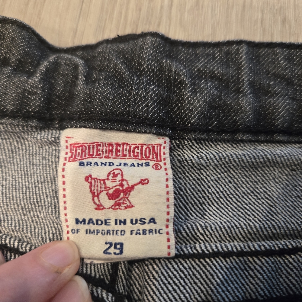 True Religion Dark Wash Straight Bejeweled Jeans Sz 29 - Picture 3 of 5